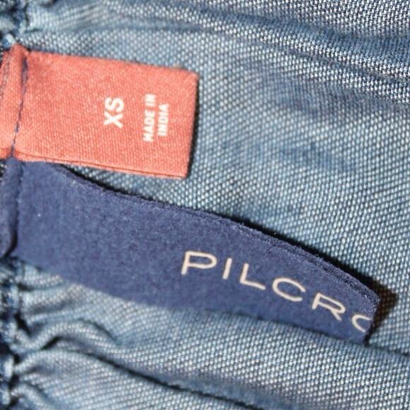 Pilcro Smocked Chambray Blouse Blue Tie-Dye Boho Off Shoulder Peasant Top XS - Picture 5 of 5